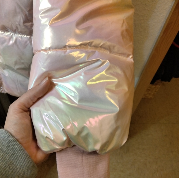 J.inc beautiful pink shiny down jacket size medium - Picture 6 of 8
